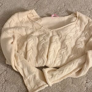 edikted cable knit cream sweater